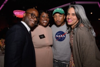 The Oscar® Nominees Luncheon in Beverly Hills Monday, February 6, 2017. The 89th Oscars® will air on Sunday, February 26, live on ABC. Pictured (left to right): Barry Jenkins, Joi McMillon, Pharrell Williams and Mimi Valdes.
